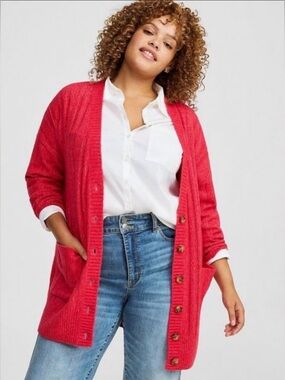 Torrid Pink Boyfriend Cardigan Sweater 3X Button Front Pockets Soft Knit